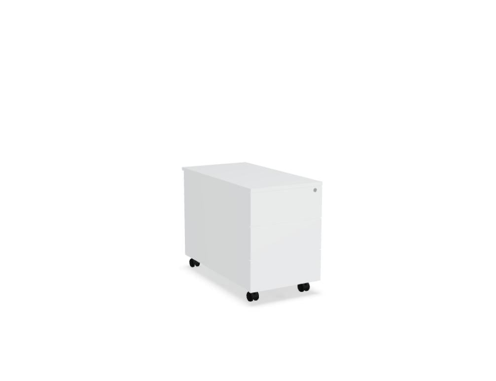 Mdd Standard SLD130 Rollcontainer in Weiß mit drei Schubladen, Rollen und schlichtem Griffdesign fürs Büro