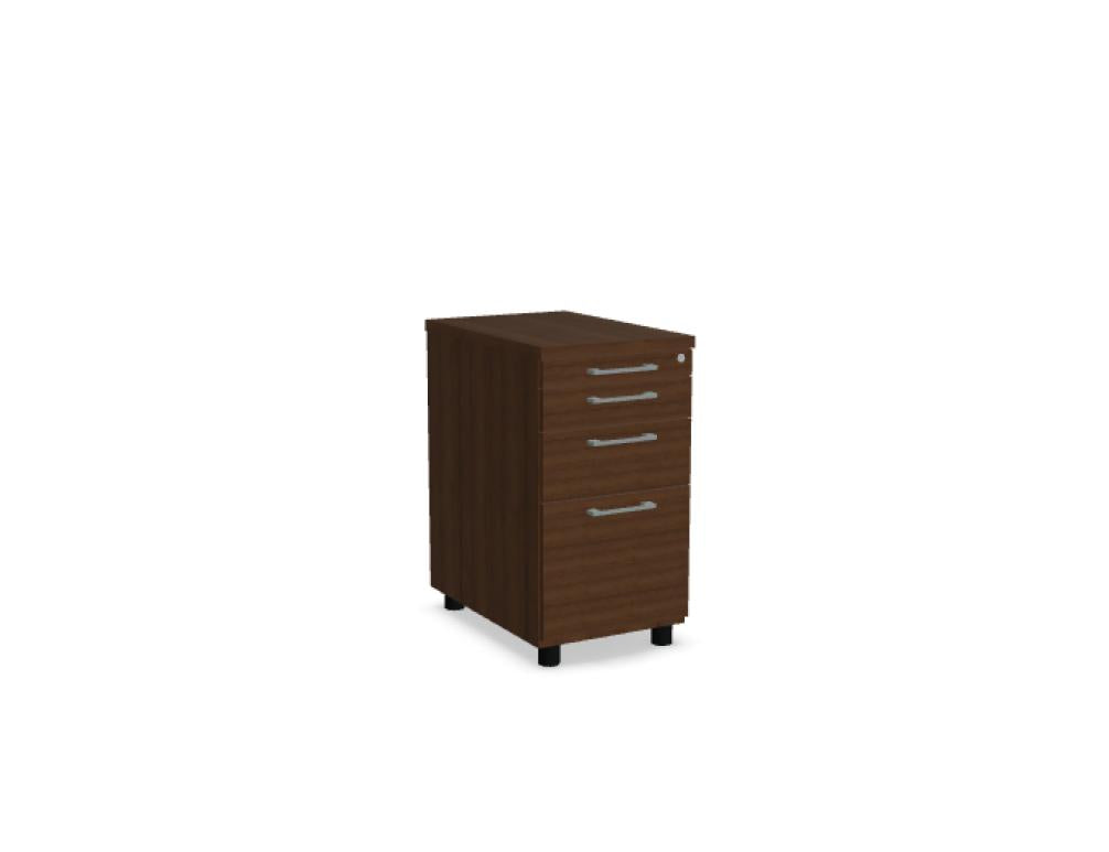 Bild eines Standard KRT63 Standcontainers aus der Korpus-Kollektion von MDD, geformt in robustem Holz- oder Holzanoptik-Stil, mit klaren Linien, praktischer Ablagefläche und sichtbarer Griffnase – ideal als stilvolle Aufbewahrung im Büro oder Zuhause.