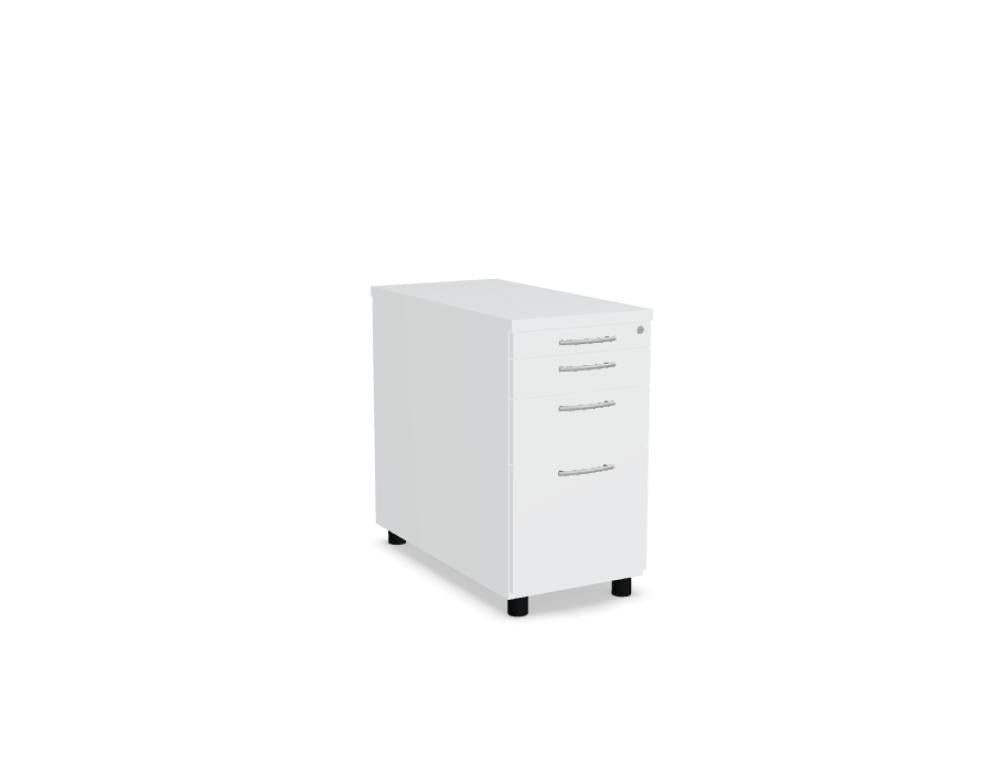 Weisser Standcontainer mit Melaminplatte, Metallschubladen und Aluminiumgriffen, Masse 100x60x74 cm, Korpus-Möbel von Mdd.