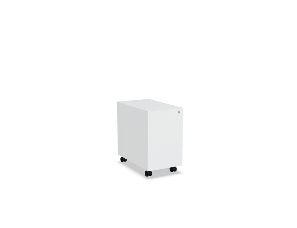 Bild des Basic KKT110 Rollcontainers von MDD: Robuster, kompakter Rollcontainer mit drei leichtgängigen Schubladen, inkl. abnehmbaren Griffen und Rollen für mobil-flexiblen Büro- und Arbeitsbereich.