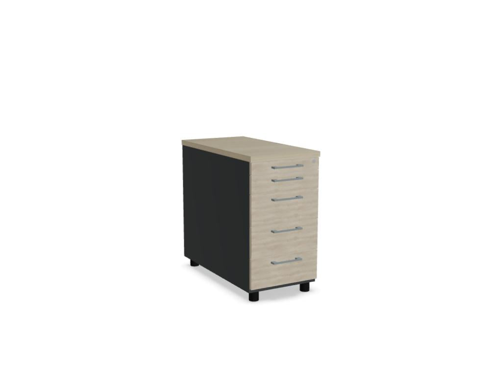 Bild zeigt einen Standard KRT74 Standcontainer von MDD aus der Korpus-Kollektion in neutralem Holz-Design, kompakt und robust, ideal zur Büro- oder Wohnraumnutzung.