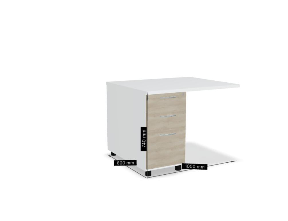 Bild zeigt den Standard KD1073 Standcontainer aus der Korpus-Kategorie von MDD, präsentiert in neutralem Umfeld. Das Möbelstück besticht durch klare Linien, beleuchtete Oberflächen und funktionale Fronten, ideal für Büro- oder Wohnräume.