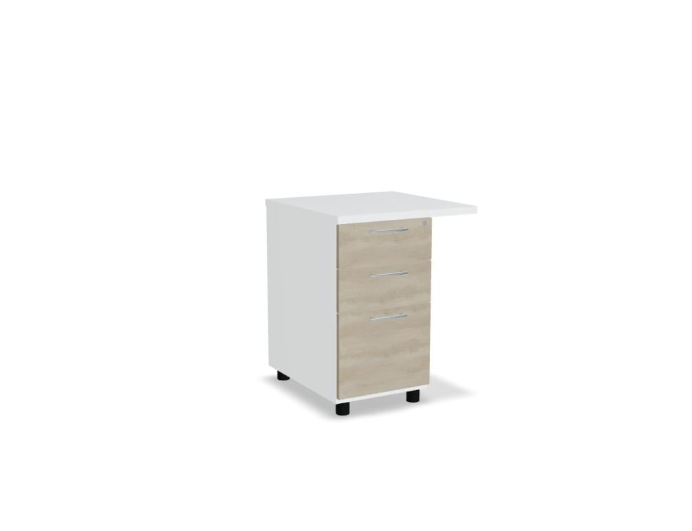 Bild eines Standard KD663 Standcontainers aus der Korpus-Kategorie von MDD. Moderner, heller Standcontainer mit sauberer Front, praktischer Aufbewahrung, platzsparend designt und passend zu Möbeln im Wohn- und Bürobereich.