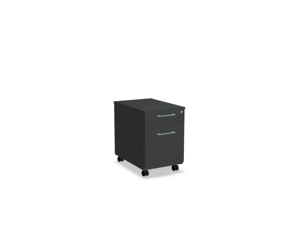 Bild des Basic KKT12 Rollcontainers von MDD: moderner, kompakter Rollcontainer mit drei Schubladen, robuster Metallrahmen, silbergraues Finish und vier leicht lenkbare Rollen für flexible Büroumgebung.