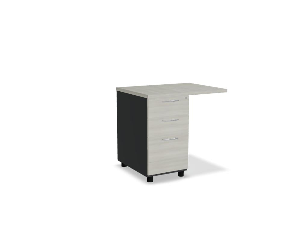 Standcontainer KD863 von MDD, stilvoller Korpus aus Holz/Keilprofil mit geräumigem Innenfach, neutrale Farbtöne, kompakte Form, ideal für Büro oder Wohnzimmer
