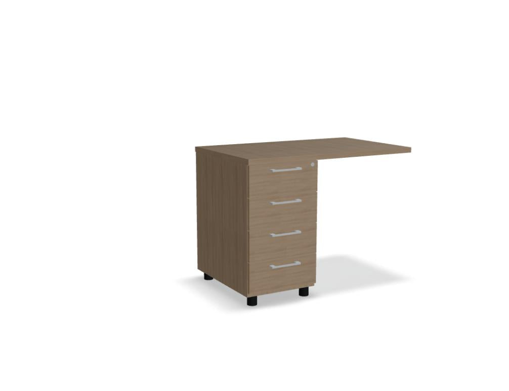 Standcontainer von MDD, KD1064 aus der Produktlinie Korpus, kompakt, stilvoll und funktional, in heller Holzoptik mit Arbeitsfläche und Staufach, ideal für Büro oder Wohnzimmer.