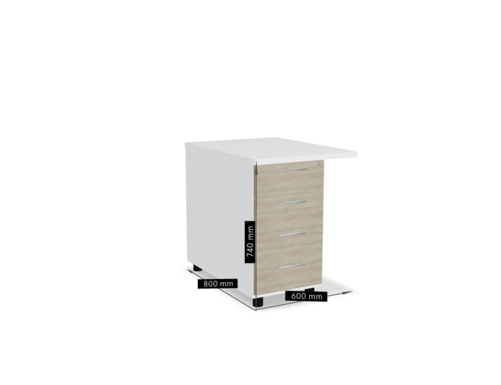 Standcontainer KD674 von MDD, klassischer Korpus in Neutralfarben, platzsparendes Design, robustes Metallgestell, geeignet für Büro- und Wohnbereiche