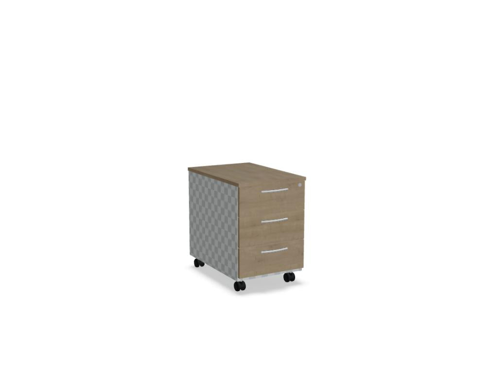 Bild eines Basic KKT13 Rollcontainers von Mdd: Robuster, schlichter Büro- oder Arbeitsbereich-Rollcontainer mit drei Schubladen und Rädern, in neutralem Finish, ideal für ordentliche Ablage und flexiblen Einsatz.