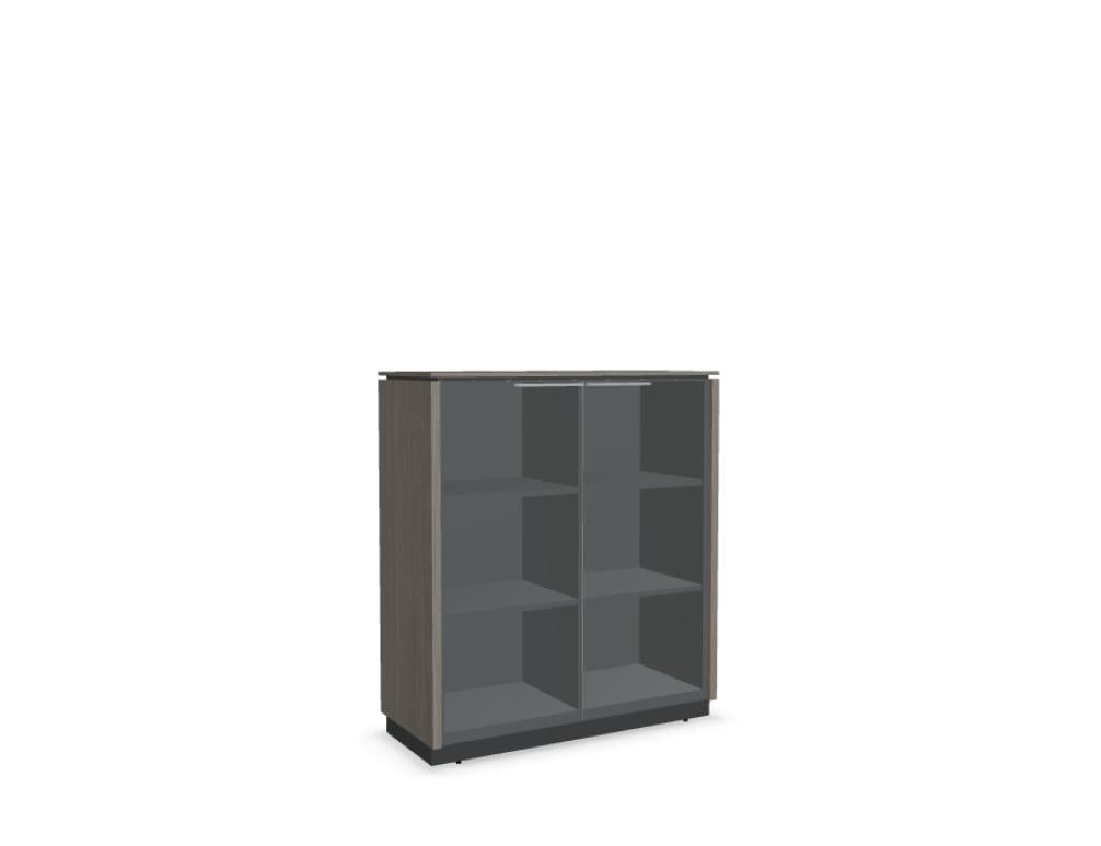 Vitrine Status X35 von MDD, elegante Glas- und Metallkombination, beleuchtete Innenräume, moderne Aufbewahrungslösung für Wohnzimmer oder Büro
