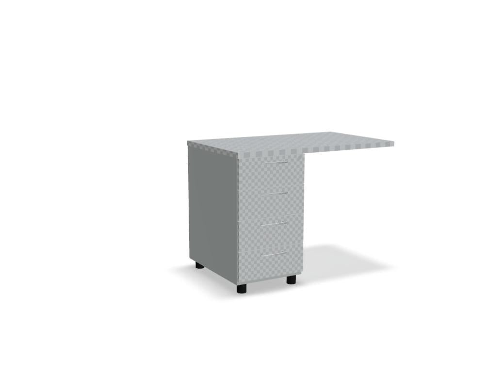 Schwarzer Standcontainer mit mehreren Schubladen, Melaminplatte, Aluminiumgriff und Rollen, freistehend im Büro.
