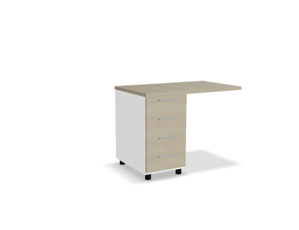Bild eines Basic KT1064 Standcontainers aus der Korpus-Kategorie von MDD; elegantes, modernes Möbelstück mit heller Holzoptik, Metallrahmen und praktischer Aufbewahrungslösung