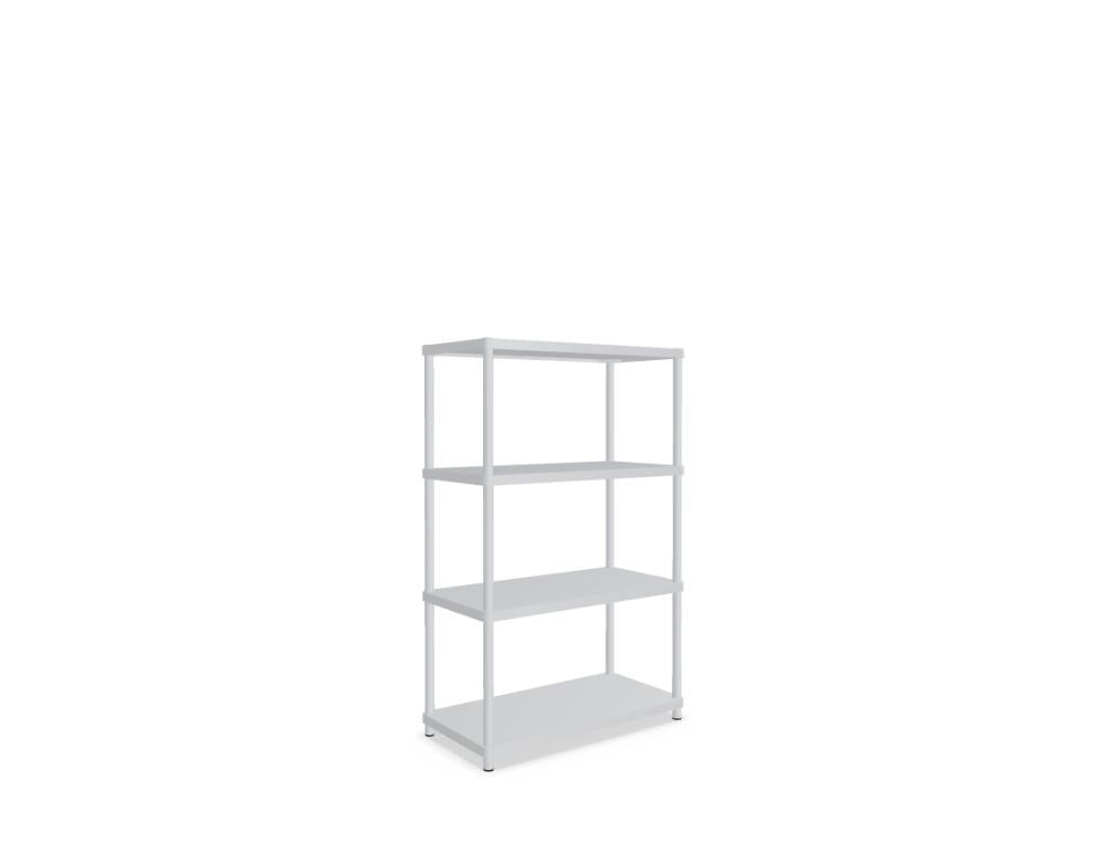 Standregal Stilt von Mdd in Blau Halbmatt, MDF-Platten mit Metallrahmen und Stahlprofilen, modulare Fachböden und Bodenplatte.