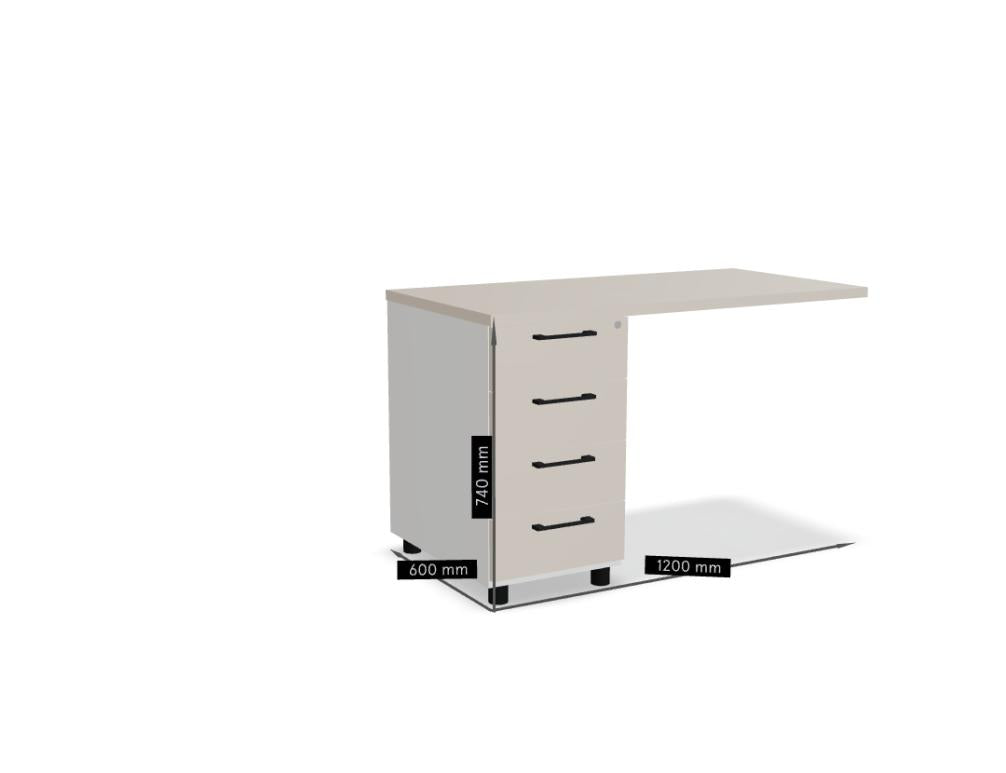 Bild eines Basic KT1264 Standcontainers der Korpus-Kollektion von Mdd; stabiles, neutrales Möbelstück mit sauberer Oberfläche und sichtbaren Handgriffen, ideal für Büro- oder Wohnraumbereich.