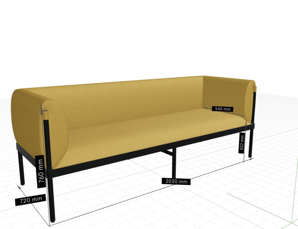 Siton Stilt SIS3 Dreisitzer-Sofa mit geringer Rückenlehne, modernes Ecksofa aus der Kollektion 3er Sofa von MDD, in hellgrauer Stoffoptik, schlichtes Lounge-Design.