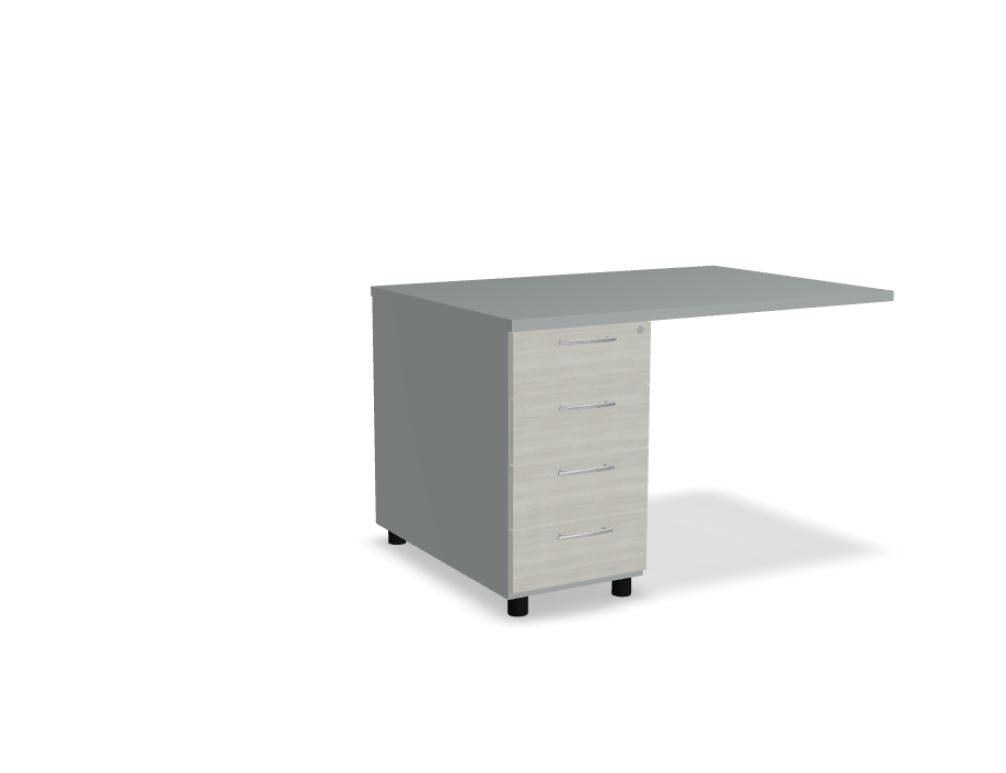 Schwarzer Standcontainer mit mehreren Schubladen, Melaminplatte, Aluminiumgriff und Rollen, freistehend im Büro.