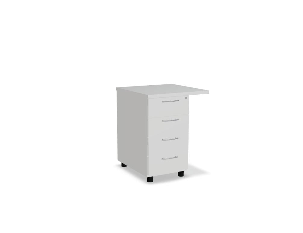 Bild eines Basic KT664 Standcontainers der Marke MDD aus der Korpus-Kategorie, gezeigte Frontansicht mit schmalem Metallrahmen und grauer Holzoptik-Oberfläche; stabiles Möbelstück zur Aufbewahrung in modernen Einrichtungen.