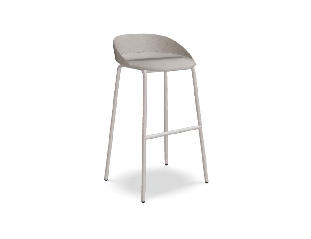 Barhocker TE01HF von MDD im Outdoor-Design, gepolstert, schlankes Gestell, wetterbeständig, neutrale Farben, ideal für Terrasse und Garten