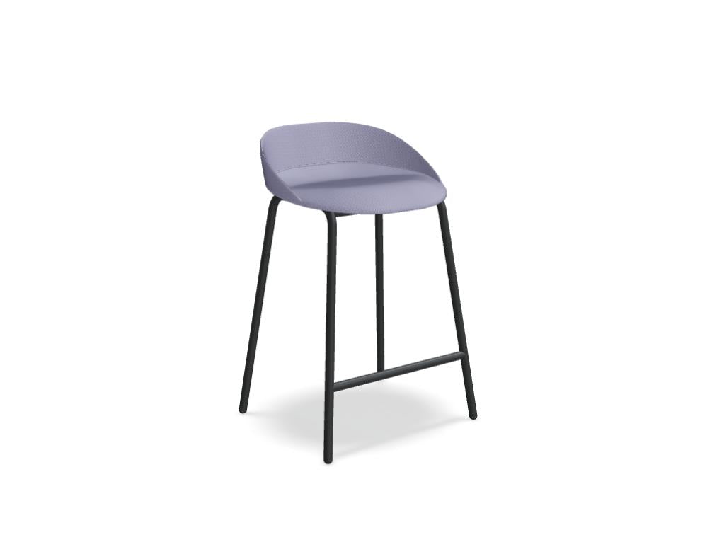 Hochwertiger gepolsterter Barhocker TE11HF aus der Outdoor-Kollektion von MDD, dunkelgraue Sitzfläche mit Rattan-Optik, robustes Metallgestell in Schwarz, bequeme Polsterung für Garten- bzw. Outdoor-Bars