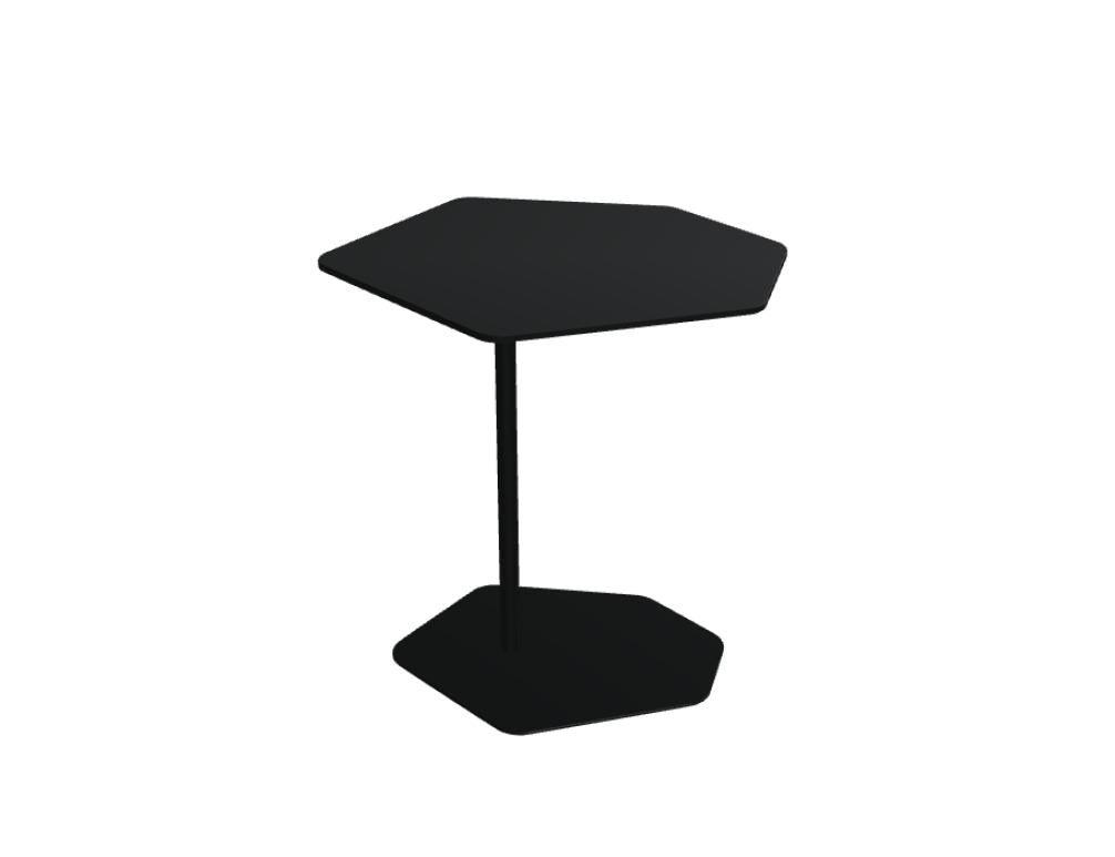Beistelltisch Bazalto B01S aus robuster Metallkonstruktion mit dunkelgrauer Oberfläche, extraviertem quadratischen Design, ideal für Wohnzimmer und Lounge-Ecken.