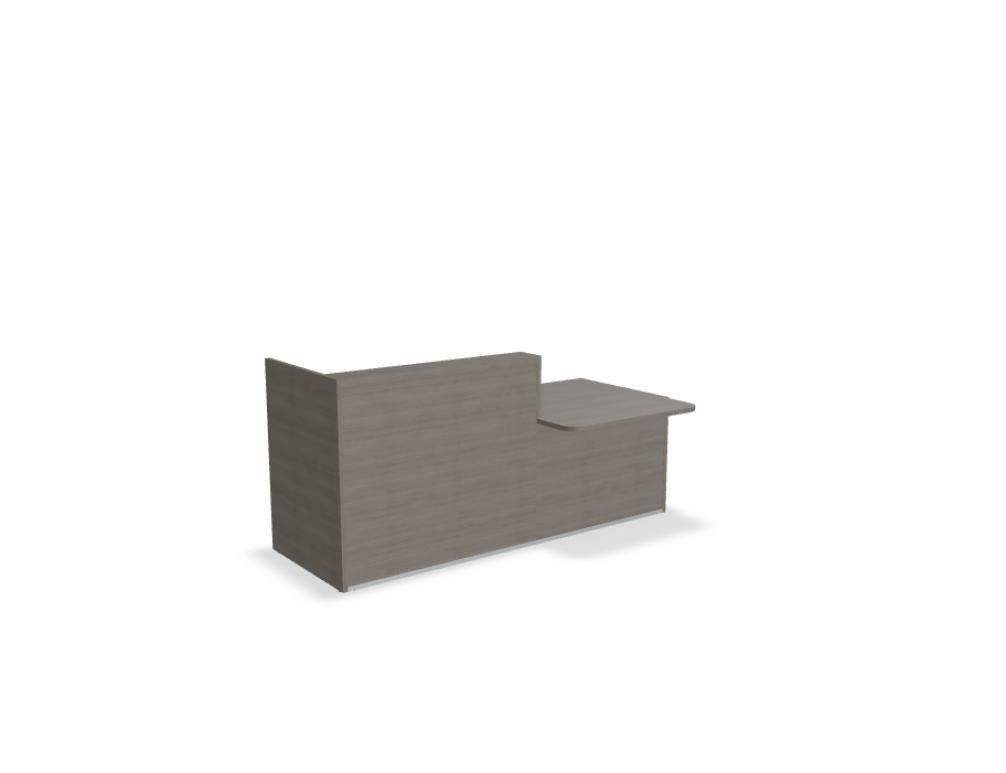 Bild zeigt eine modulare Empfangstheke Tera TRA137P in neutralem Design, ideal als stilvolles Empfangselement für moderne Arbeitsbereiche.