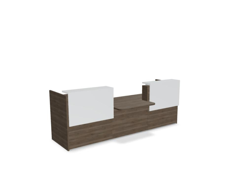 Tera TRA33 modulare Empfangstheke von Mdd mit heller Front, Holzdetails und modernem Design für den Empfangsbereich