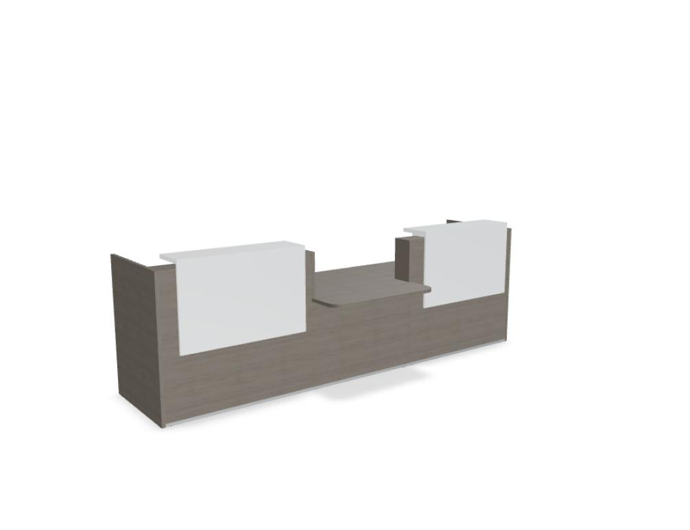 Tera TRA34 Empfangsdesk von Mdd: modulare Theke mit Holzfront, weißer Arbeitsfläche und modernem Design fürs Büro