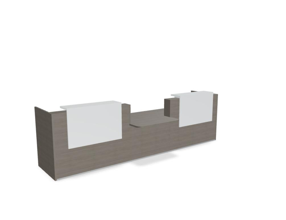 Tera TRA35 Empfangsdesk von Mdd als modulare Theke mit hellem Holz, weißer Front und geradlinigem Design