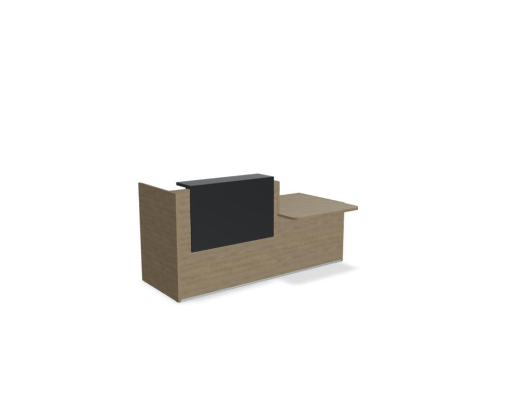 Tera TRA37P modulare Empfangstheke von MDD in Weiß und Holzoptik, moderner Empfangsdesk mit erhöhter Front