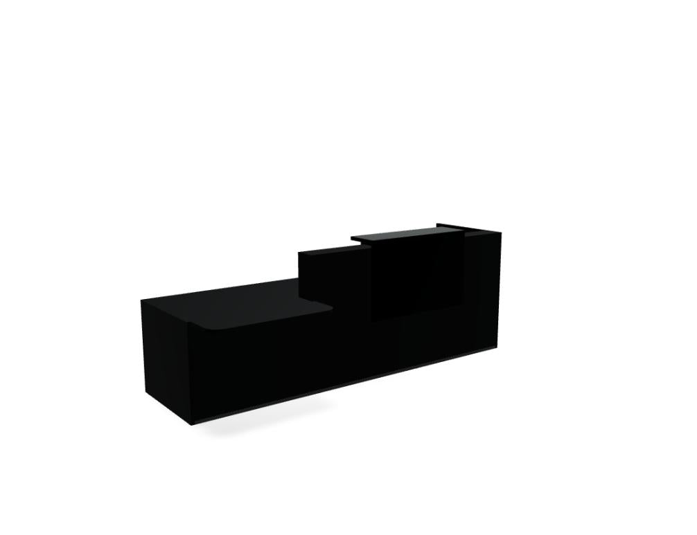 Tera TRA39L Empfangsdesk von Mdd: modulare Theke mit klarer Linienführung, Holzdekor und modernem Frontpaneel.