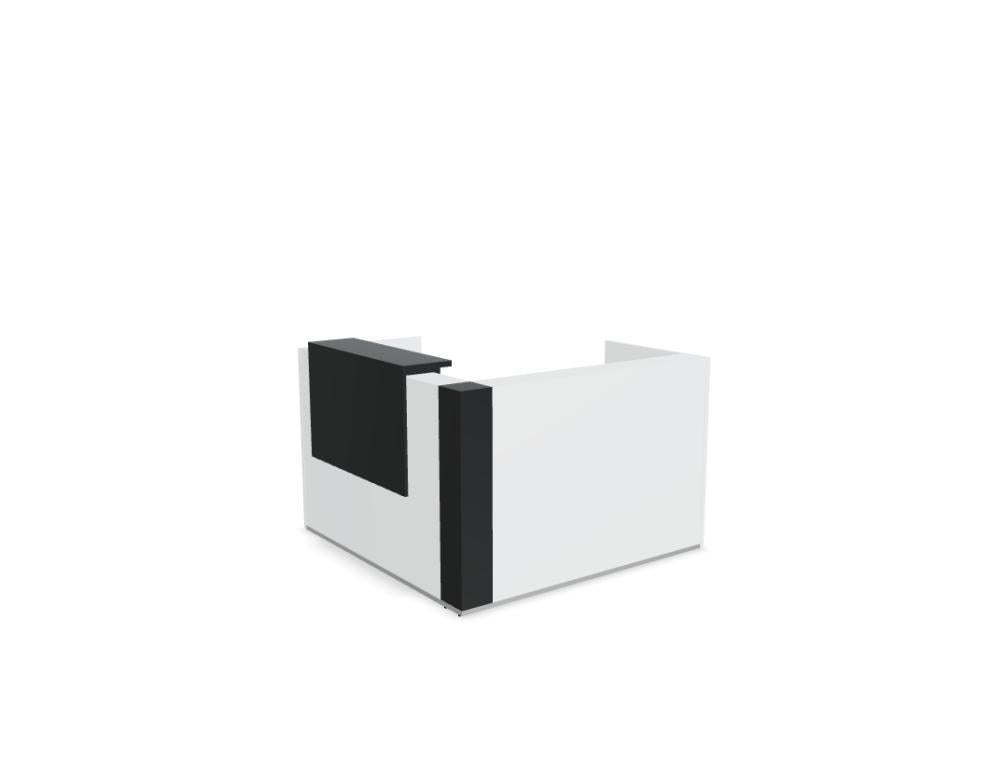 Tera TRA25 Empfangsdesk von Mdd in modularer Form mit moderner Front, Arbeitsfläche und klarer Linienführung fürs Büro