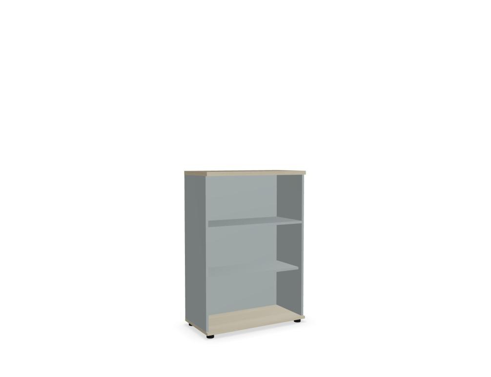 Schwarzes Standregal Basic von Mdd aus Melaminplatte mit mehreren Fachböden, geschlossener Rückwand und Stellfüssen, freistehend fotografiert.