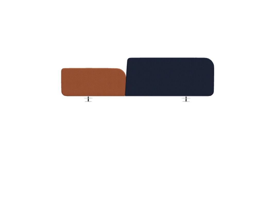Bild zeigt das Twin ZUT34 Paneel für Schreibtische, helles Holzdesign mit metallic-glänzender Oberfläche, ideal zur Tischgestaltung und Kabelmanagement