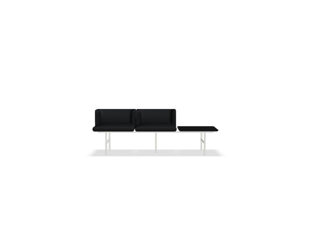 Modulares Sofa Agora von Mdd in Perlweiss mit gepolsterter Rückenlehne, Holzfurnierplatte und Metallgestell auf Füssen.