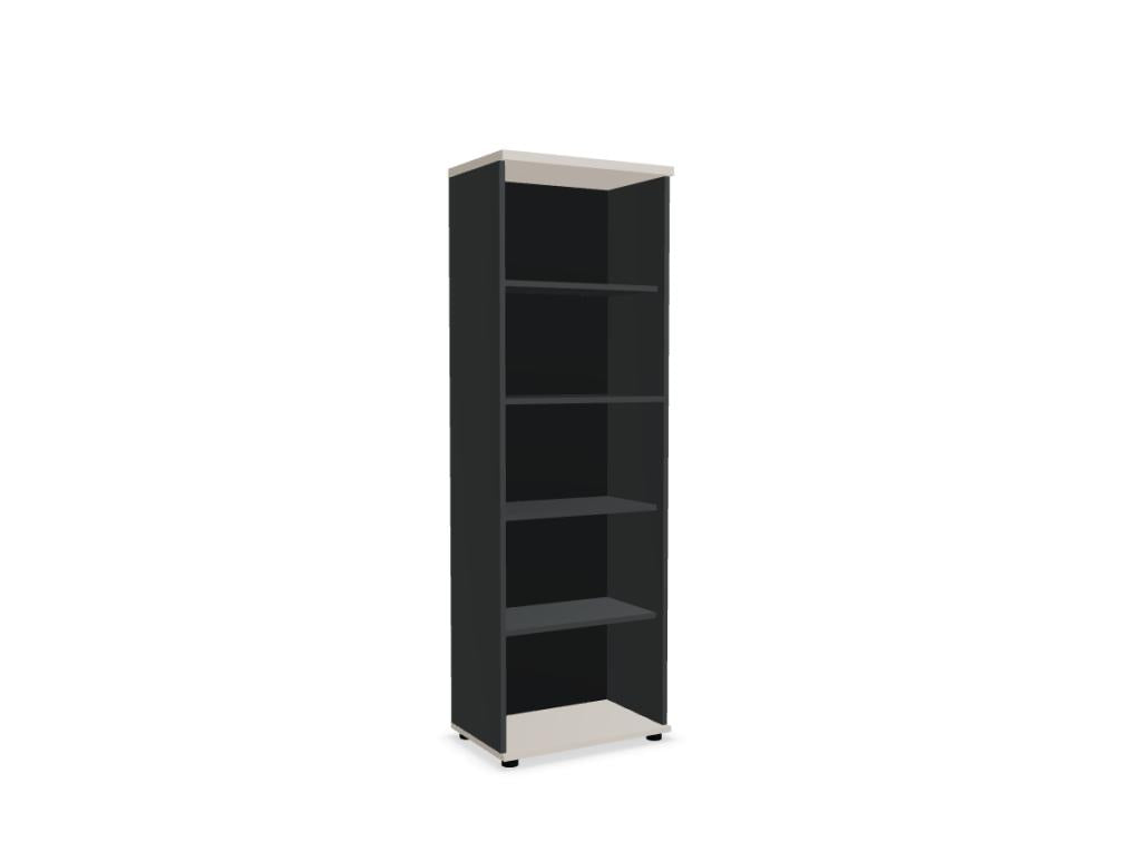 Bild des MDD Basic K5503 Regal-Stands, freistehendes, robustes Standregal in heller Holzoptik mit mehreren offenen Ablageflächen und stabiler Metallkonstruktion, geeignet für Wohnzimmer oder Büro