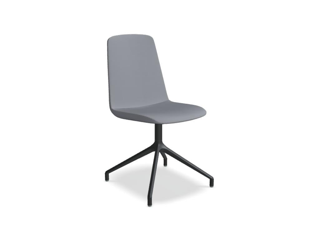 Drehstuhl Ulti von Mdd in Anthrazit mit gepolstertem Sitz, 4-Sternfuss-Basis aus Metall und Füsschen aus Polypropylen.