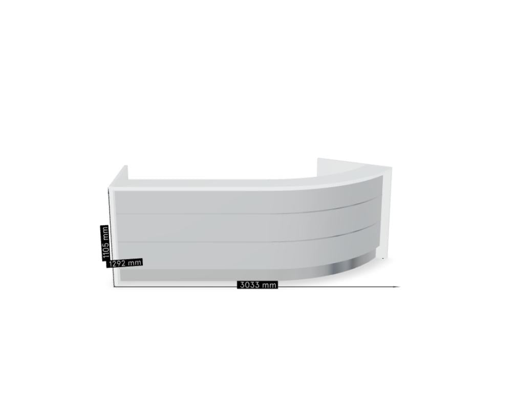 Valde LAV80L Empfangsdesk von Mdd: modulare Theke in elegantem Design mit großzügiger Front und moderner Arbeitsfläche.