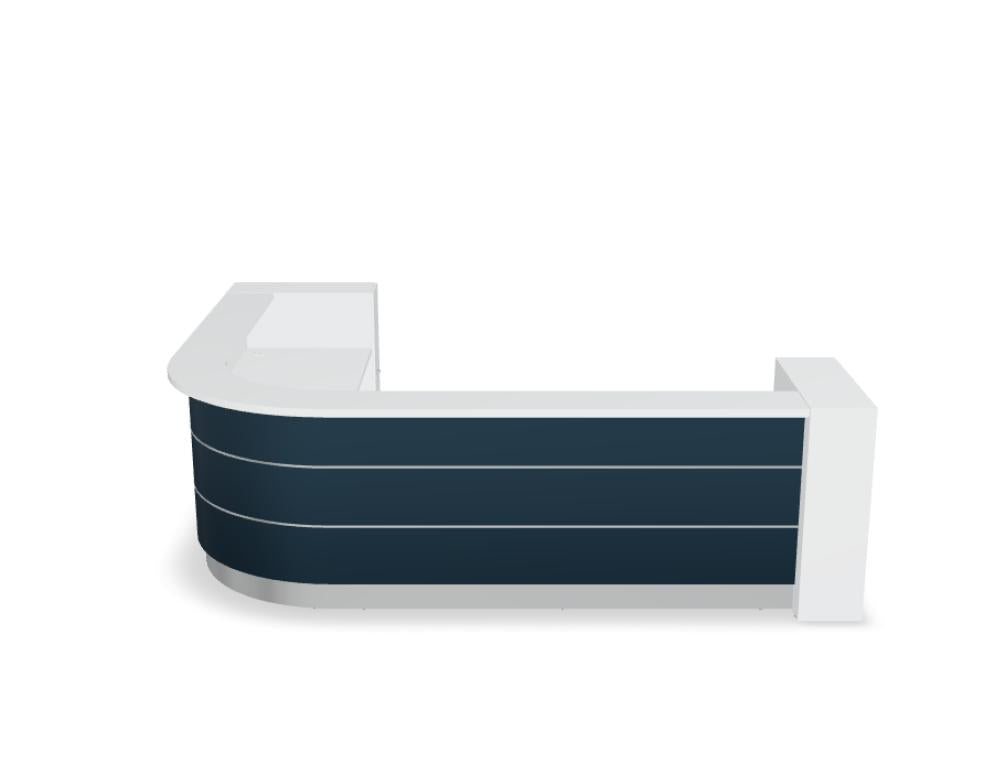 Modulare Empfangstheke Valde LAV151L, stilvoller Tresen aus der Reihe Empfangsdesk von MDD, neutrale Farbgebung, klare Linien, kompakte Bauweise