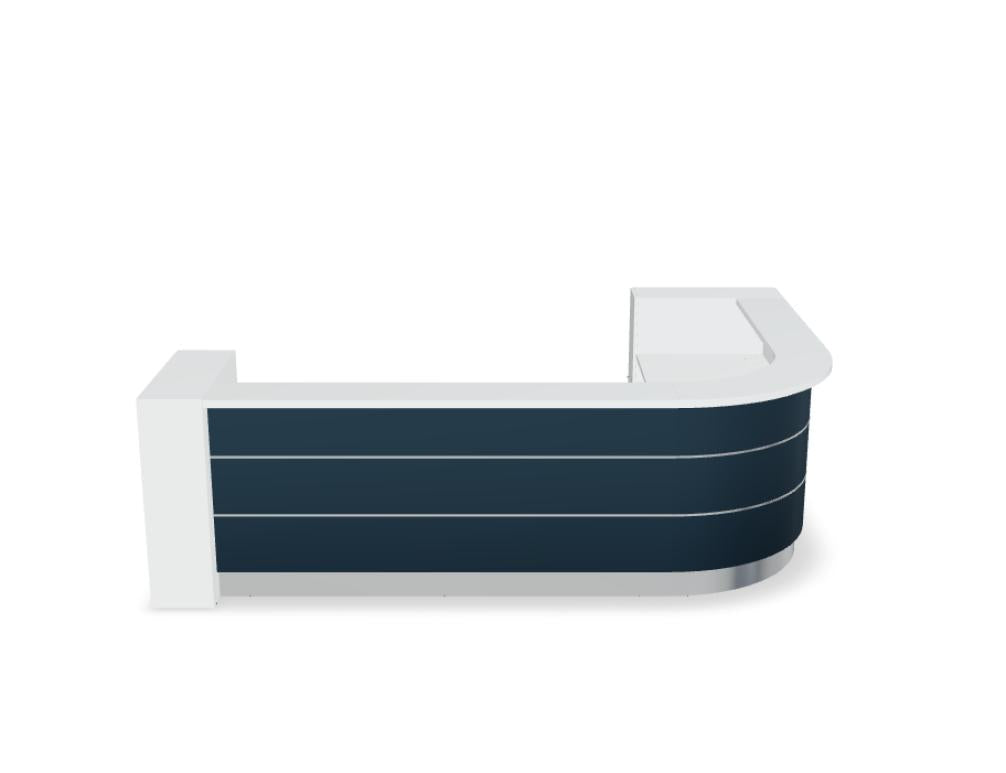 Valde LAV152L modulare Empfangstheke, helle Fronten, schlankes Design, moderne Ablageflächen aus der Kategorie Empfangsdesk von MDD.