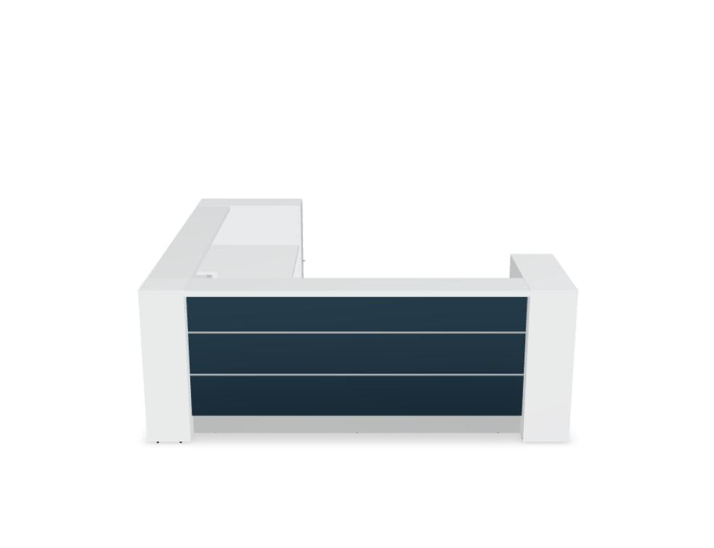 Valde LAV18L modulare Empfangstheke aus der Kategorie Empfangsdesk von MDD, elegantes, modernes Design in Hellgrau, flexibel erweiterbar