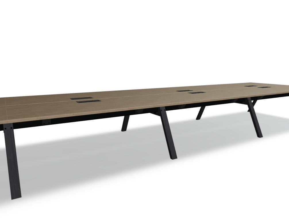 Viga V218ME4 Doppelschreibtisch von Mdd mit Holzplatte, Metallgestell und Sichtschutz für moderne Büroarbeitsplätze