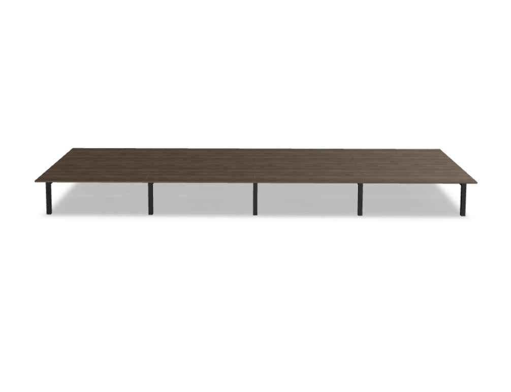 Bürotisch Viga V220ME4 mit zwei Arbeitsflächen, helles Holzfinish und kompaktem Stahlgestell – moderner Doppel-Schreibtisch für Home-Office oder Büro