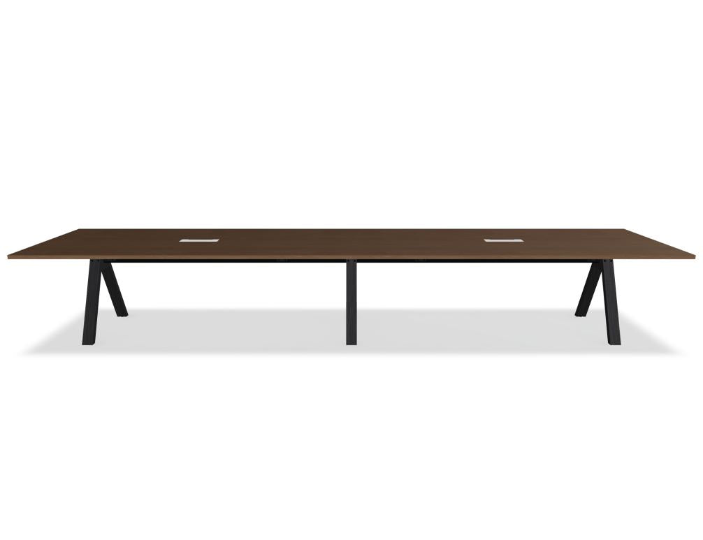 Alt-Text: Moderner Esstisch Viga V480S in dunkler Holzoptik, rechteckig mit klaren Linien, liegt auf heller Holz- oder Betonboden, passendes Dining-Setting im Hintergrund.