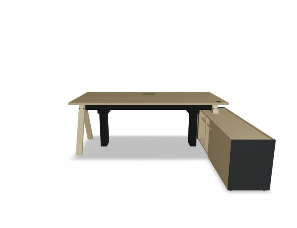 Viga V04PR Schreibtisch von Mdd mit höhenverstellbarem Gestell, klarer Tischplatte und modernem Design fürs Büro