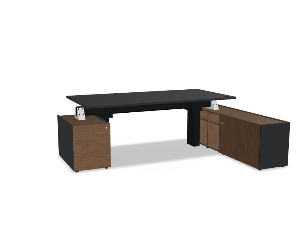 Helles Schreibtischmodell Viga V10PR mit elektrisch höhenverstellbarer Tischplatte und geradlinigem Design, ideal für ergonomisches Arbeiten