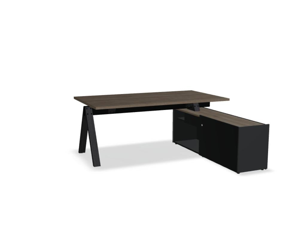 Viga V03PM Chefschreibtisch von Mdd mit elegantem Holzfurnier, Metallgestell und modernem Design fürs Büro