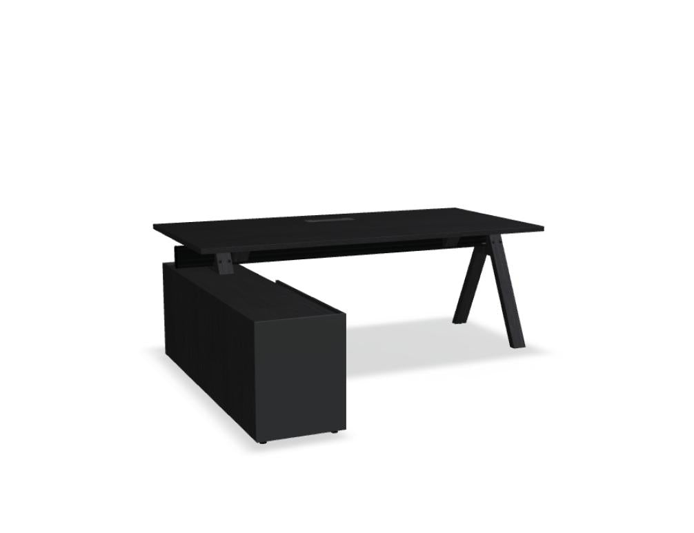 Viga V04L Chefschreibtisch von Mdd mit elegantem Holzgestell, weißer Tischplatte und modernem Design fürs Büro