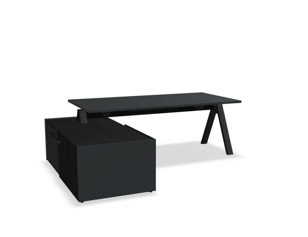 Viga V06L Chefschreibtisch von Mdd mit dunkler Platte, Stauraum und modernem Design für stilvolle Büros