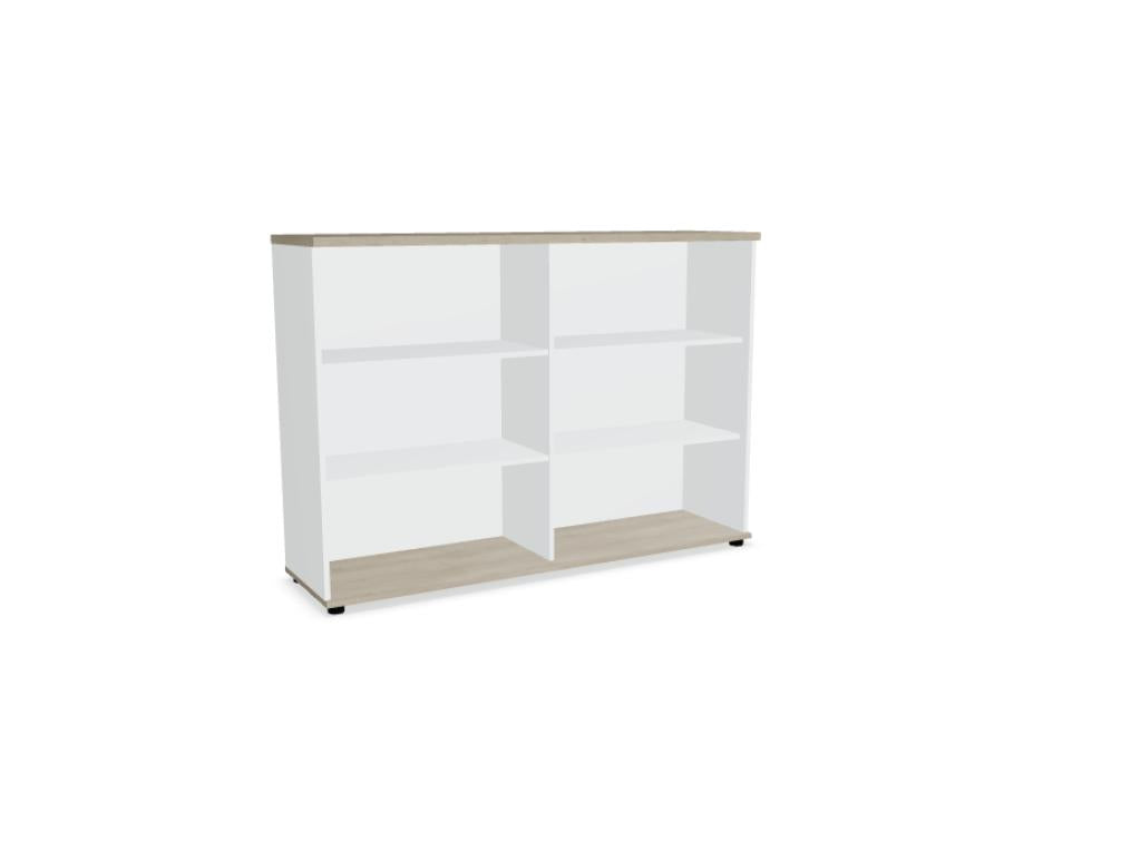 Bild zeigt ein modernes Standregal Standard A3508K von Mdd in neutralem Design; freistehend, klassische Holz-/Glanzkombination, fünf Regalböden, stabile Metallrahmen, ideale Aufbewahrung im Wohn- oder Bürobereich