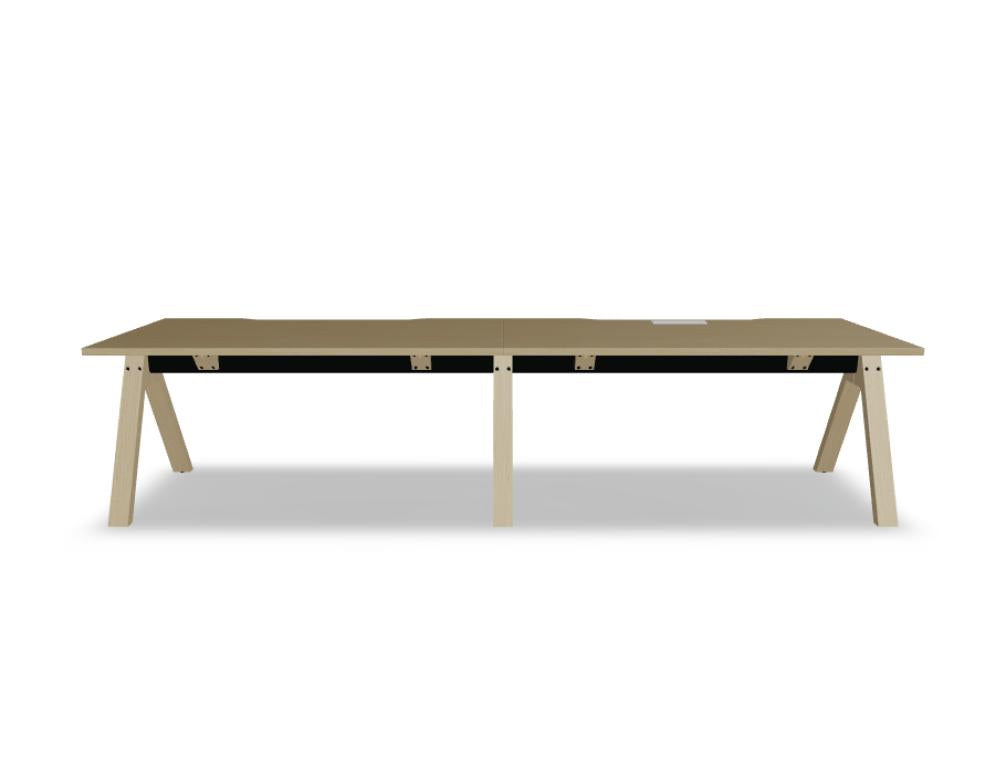 Viga V16E2 Schreibtisch aus Holz mit schlanken Beinen, helles Finish, geräumige Arbeitsfläche und kompakter Profilierung – ideal für moderne Büroumfelder