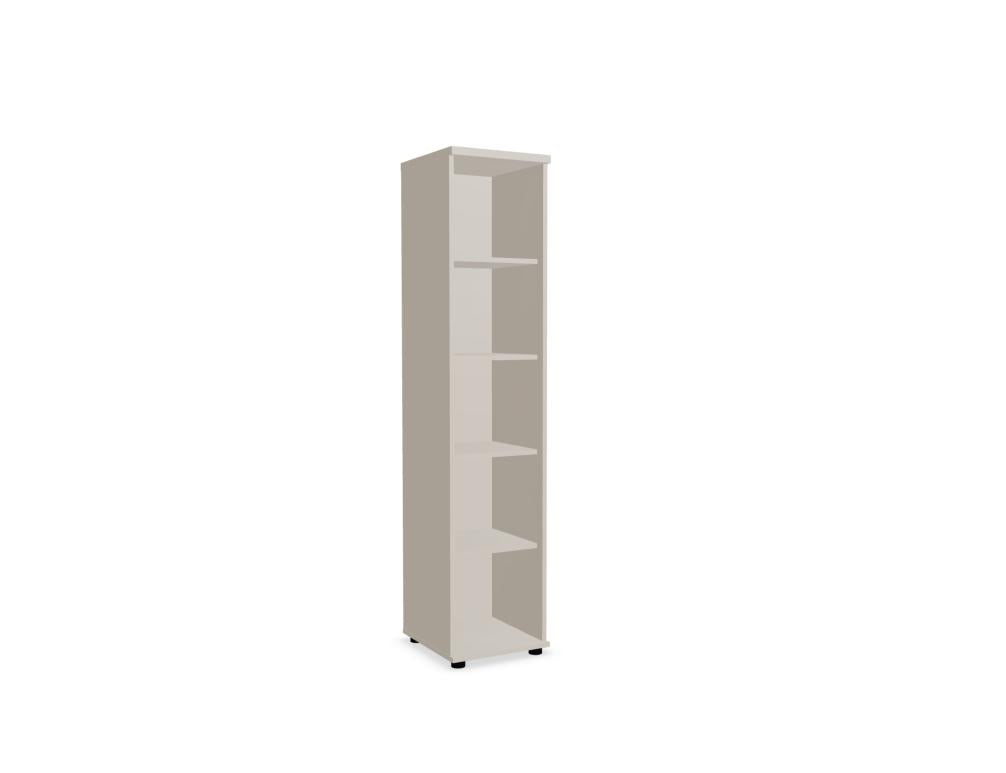 Bild zeigt ein modernes Standregal Standard A5902K von Mdd in minimalistischer Holzoptik, 4 Regalböden, freistehendes Regal mit stabiler Metallkonstruktion